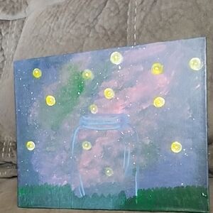 Whimsical Yellow and Green Ethereal Painting